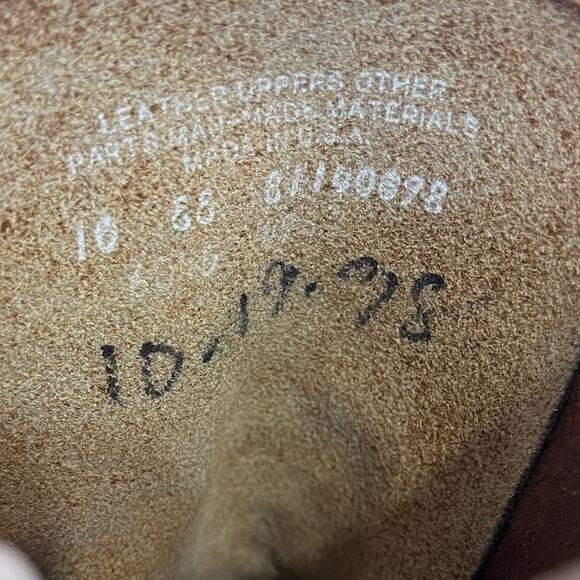 Vintage Mens Logger Boots Size 10 Brown Leather Work Lace Up Oil Resistant USA - Picture 9 of 9